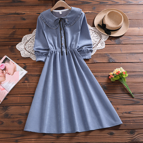 Japan style autumn fashion cute sweet dress new arrival bow long sleeve lady vintage vestidos ► Photo 1/6