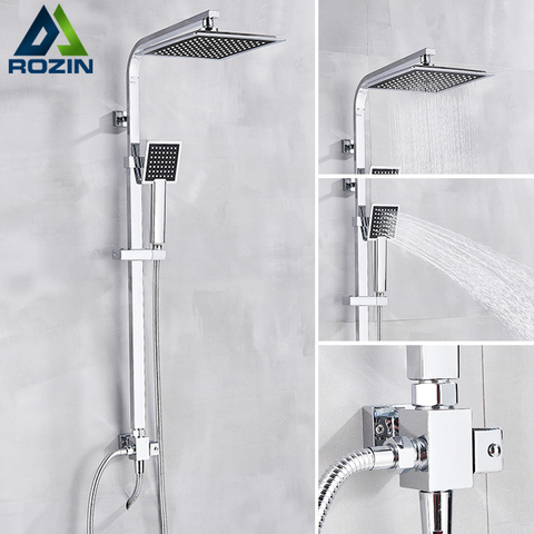 Chrome Bathroom Rainfall Shower Faucet Wall Mounted Simple Design Bathroom Faucets Rainfall Hot Cold Water Mixer Tap ► Photo 1/6