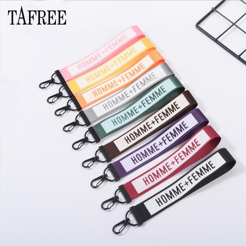 TAFREE HOMME FEMME Mixed Colors Neck Wrist Strap Webbing Keychain ID Holder Lanyard Mobile Phone Ribbon Key Belt Gifts ► Photo 1/6