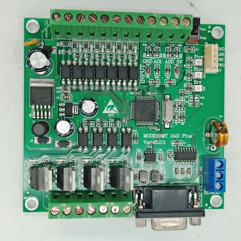 PLC FX2N 10MT STM32 MCU  6 input 4 transistor output 2 AD module 0-10v built-in battery RTC motor controller DC 24V ► Photo 1/6