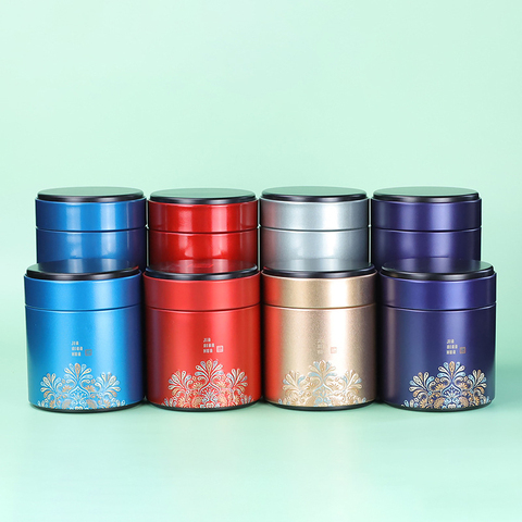 Tea Storage Empty Tin Cans Portable Sealed Cans Jasmine Tea Round Cans Tea Coffee Sugar Spice Storage Jars ► Photo 1/6