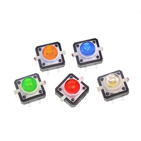 5PCS 12X12X7.3 Tactile Push Button Switch Momentary Tact LED 5 Color 12X12X7.3mm ► Photo 1/6