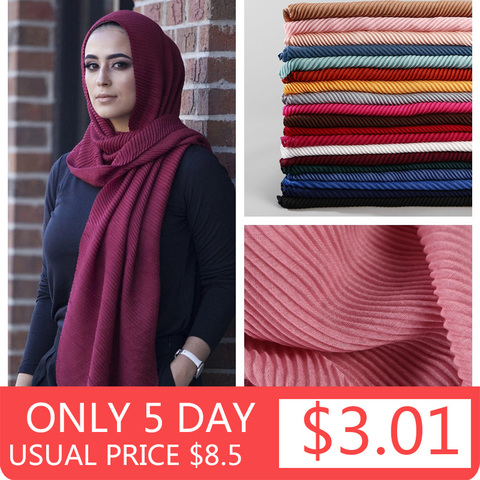 2022 women plain cotton scarf Head hijab wrap solid full cover-up shawls foulard femme headband crinkle muslim hijabs store ► Photo 1/6
