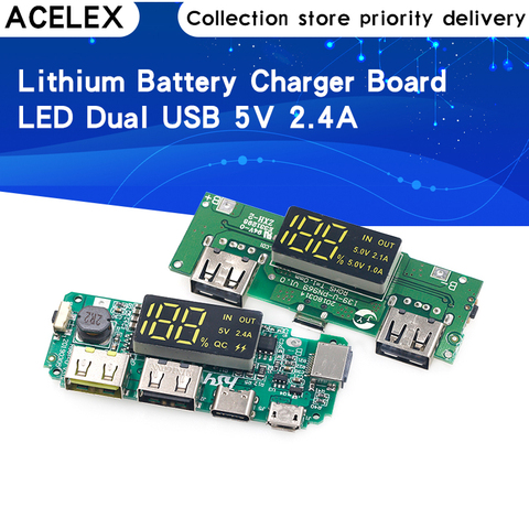 Lithium Battery Charger Board LED Dual USB 5V 2.4A Micro/Type-C USB Mobile Power Bank 18650 Charging Module Circuit Protection ► Photo 1/6