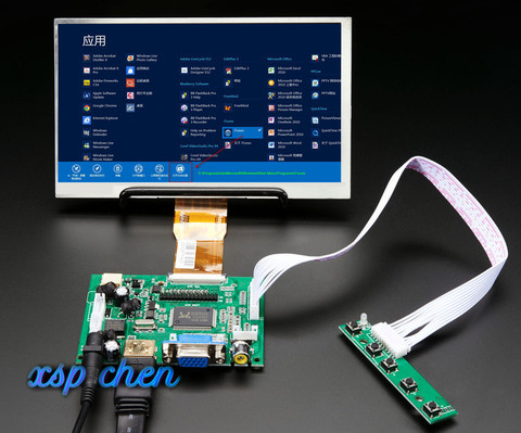 7 inch 1024*600 Screen Display LCD TFT Monitor with Remote Driver Control Board 2AV HDMI VGA for Lattepanda,Raspberry Pi Banana ► Photo 1/5