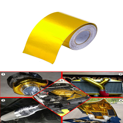 Exhaust Tape Heat Wrap Gold Thermal Air Intake Insulation Shield Reflective Heat Barrier Self Adhesive Engine 2 Inch 5/9/10M ► Photo 1/6