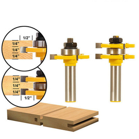 2pcs 1/4 1/2 inch Shank Tongue & Groove Joint Assemble Router Bits Milling Cutter T Shape Woodworking Cutting Tools ► Photo 1/5