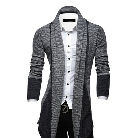 Men Sweater Slim Long Sleeve Knitted Cardigan Trench Coat Jackets Business Top H9 ► Photo 1/6