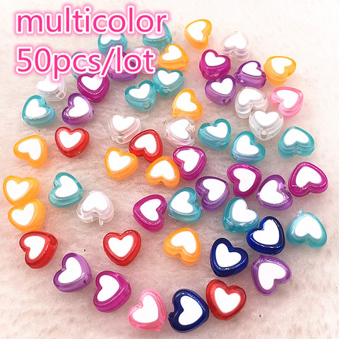 NEW 50pcs 8x4mm Glossy Love Heart Acrylic Bead Loose Spacer Beads For Jewelry Making DIY Bracelet Accessories ► Photo 1/6