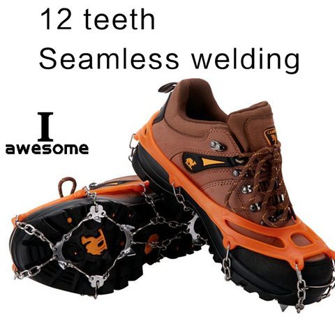 12 Teeth Steel Ice Gripper Spike for Shoes Anti Slip Hiking Climbing Snow Spikes Crampons Cleats Chain Claws Grips Boots Cover ► Photo 1/6