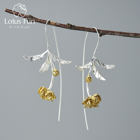 Lotus Fun Cherry Blossoms Flower Dangle Earrings 2022 New Arrival Real 925 Sterling Silver Fine Jewelry Earrings for Women Gift ► Photo 1/6