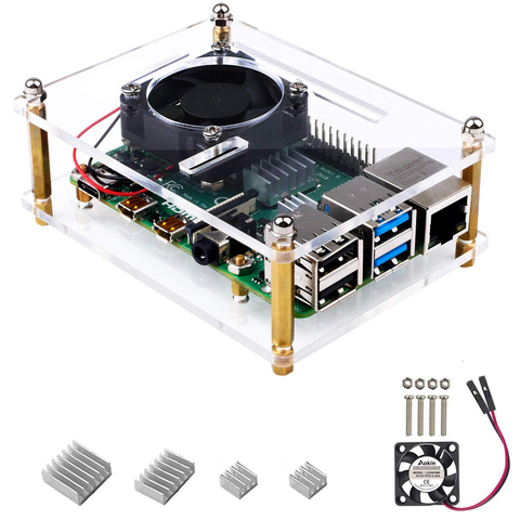 Case for Raspberry Pi 4 B, Case with Cooling Fan Heatsinks for Raspberry Pi 4 Model B pi 3 B+/ 3B/ 2B ► Photo 1/6