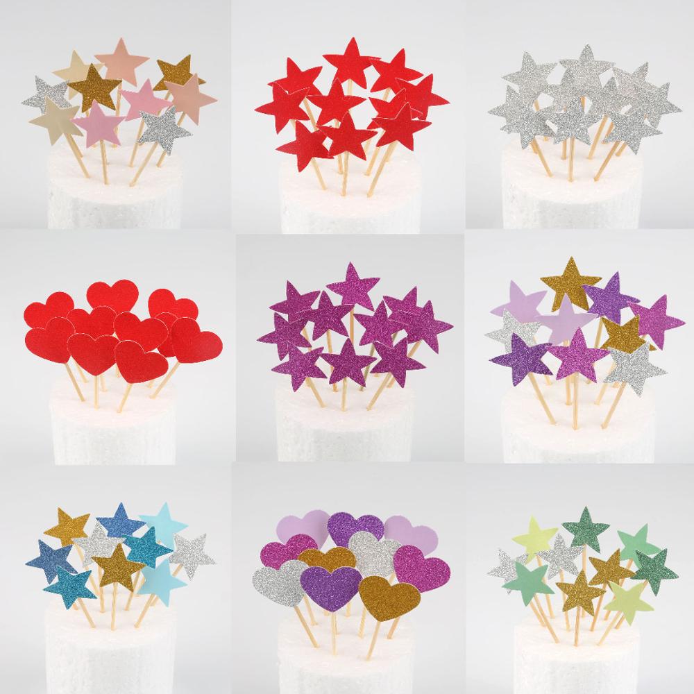 10pcs Birthday Cupcake Toppers Weddin Baby Shower Food Picks Party Cake Decor