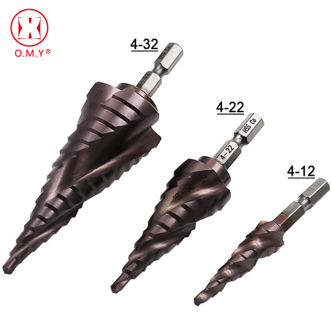 Metric Spiral Flute The Shape Hole Cutter 4-12mm 4-22mm 4-32mm HSS Steel Cone Drill Bit Set HSS  Co M35 Steel Step Sharpening ► Photo 1/6