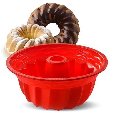 9.4inch Silicone Baking Molds European Grade Fluted Bundt Round Cake Pan For Jello Bread Non-Stick Tube Cake Mold Bakeware ► Photo 1/6