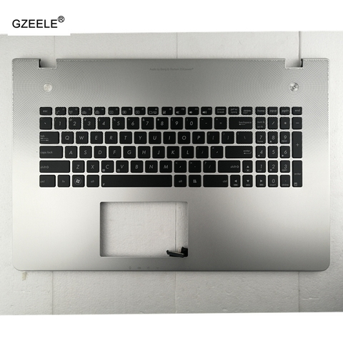 GZEELE US Layout Keyboard for Asus N76 N76VB N76VJ N76VM N76VZ black with silver topcase Laptop palmrest upper case KB bezel ► Photo 1/3