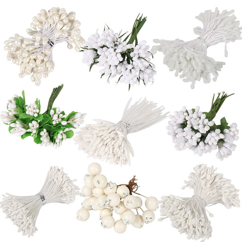 White Theme Mixed Hybrid Artificial Flower Cherry Stamen Berries Bundle DIY Cake Christmas Wedding Gift Box Wreath Decor 144pcs ► Photo 1/6