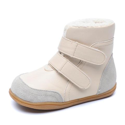 Winter new thick warm cotton shoes boys and girls genuine leather barefoot baby snow boots warm plus velvet plush boots ► Photo 1/6