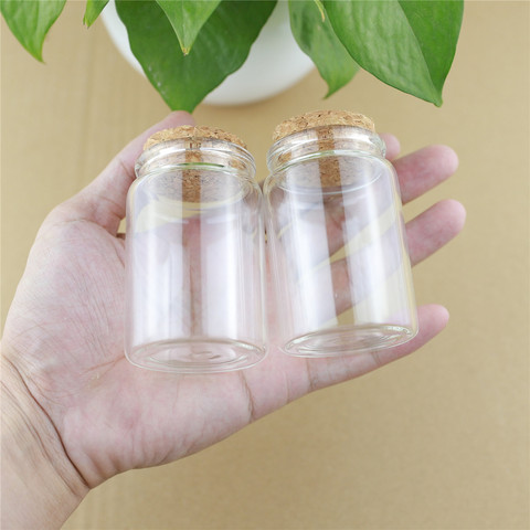 12pcs/lot 47*70mm 80ml Cork Stopper Glass Bottles Spicy Storage Jar Bottle Containers Glass spice Jars Vials DIY Craft ► Photo 1/6