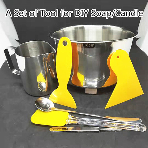 A Set of Soap Making Tools DIY Candle Kits Soy Wax Melts Material Pot 350ml Cup/Mug Mixing Spoon Tweezers 18cm Wax Melting Pot ► Photo 1/5