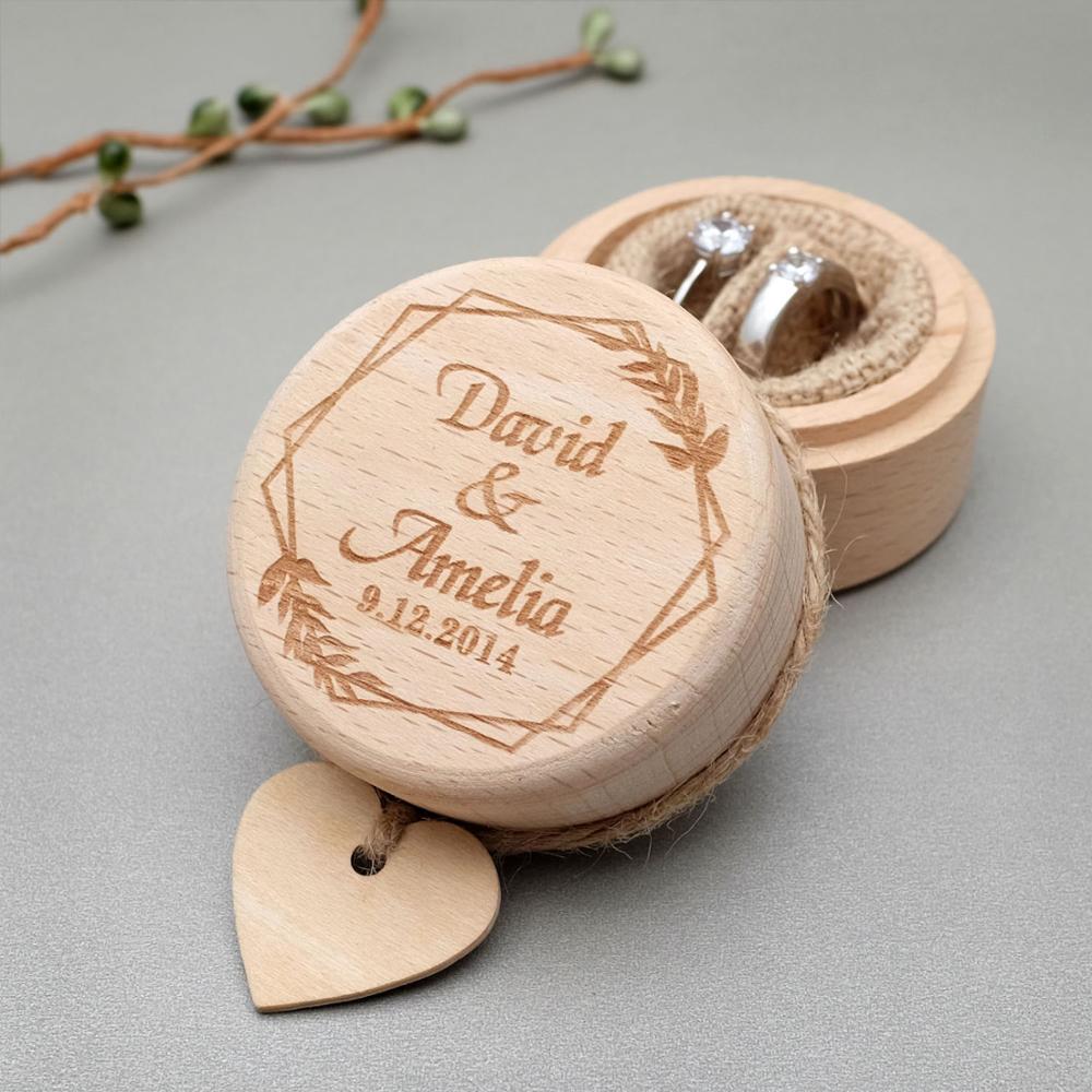 Personalized Rustic Wedding Wood Ring Box Holder Customized Bearer Box 
