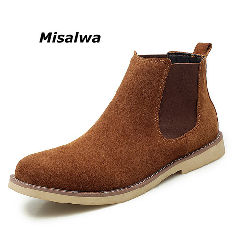 Misalwa Dropshipping Suede Leather Men Chelsea Boots Plus Size 37-47 Casual Winter Spring Warm Men Snow Boots Gentleman Shoes ► Photo 1/6