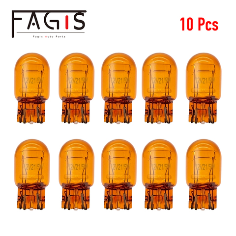 Fagis 10 Pcs T20 7440 7443 W21W W21/5W Natural Yellow Auto Halogen Tail Brake Lights Car Driving Lamp Turn Signals Bulbs Amber ► Photo 1/6