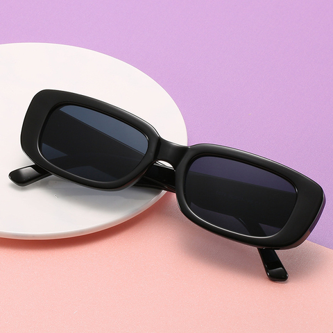 Vintage Black Square Sunglasses Women Luxury Brand Small Rectangle Sun Glasses Female Gradient Clear Mirror Oculos De Sol ► Photo 1/6