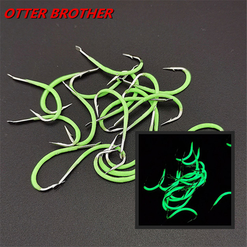 10Pcs/Lot Luminous High Carbon Steel Barbed Fishing Hook 9#-18# Stainless Annular Shape Noctilucent FishHook Pesca Accessories ► Photo 1/6