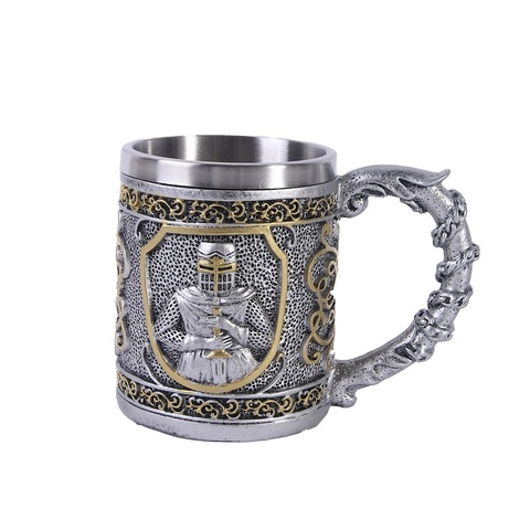 Armor warrior Stainless Steel Resin 3D Beer Mug Goblet Game Tankard Coffee Cup Wine Glass Mugs 350ml BEST GOT Gift ► Photo 1/5