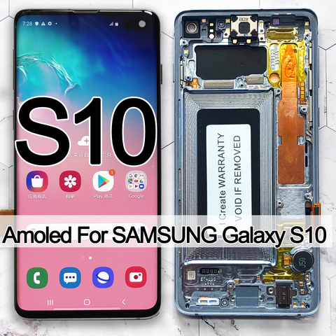 Original Amoled 6.1'' S10 LCD For SAMSUNG Galaxy S10 G973F/DS G973U G973 SM-G973 Display Touch Screen Digitizer Replacement ► Photo 1/6