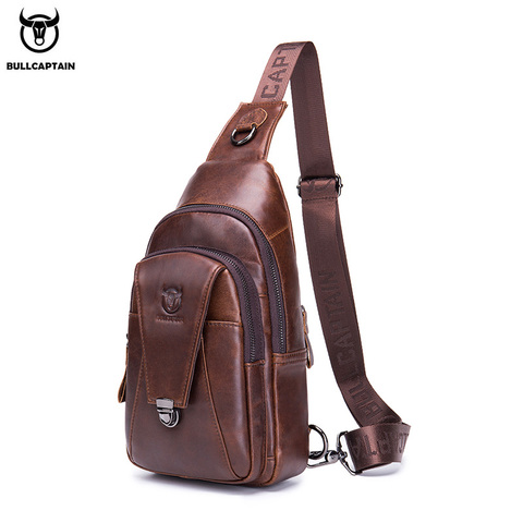 BULLCAPTAIN Genuine Leather Chest Back Pack chest bag men fashion Messenger bag's Multifunctional card bages mobile phone bags ► Photo 1/6
