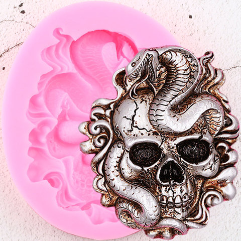 Halloween Skull Head Silicone Molds DIY Snake Fondant Cake Decorating Tools Soap Polymer Clay Candy Chocolate Gumpaste Moulds ► Photo 1/1