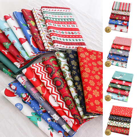 50*50 Cm/Pc Bundle Christmas Sewing Materials Santa Claus Print Cotton Twill Fabrics Patchwork DIY Cloth Xmas Decoration TJ1146 ► Photo 1/5
