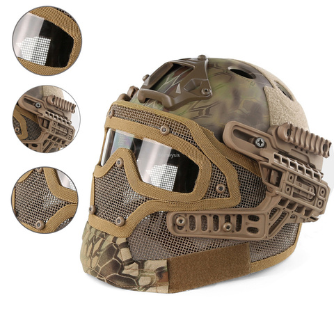 Full Covered Tactical Helmet HD Lens Military Airsoft Paintball Sports Protective Helmets Army Combat CS Shooting Safety Helmet ► Photo 1/6