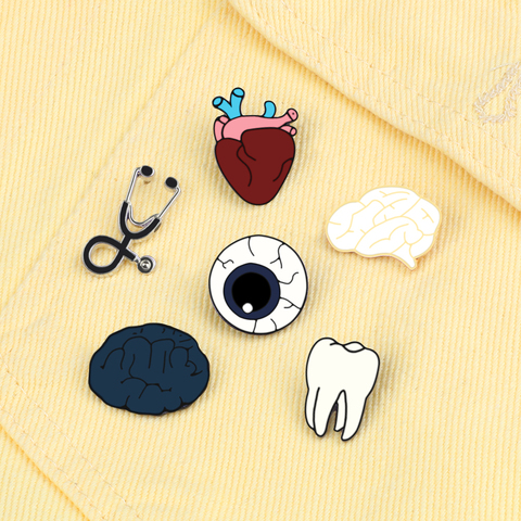 Organ Brain Eye Tooth Mini Stethoscope Brooch Enamel Pin For Doctor Nurse Dentist Jackets Collar Lapel Pin Badge Medical Jewelry ► Photo 1/6