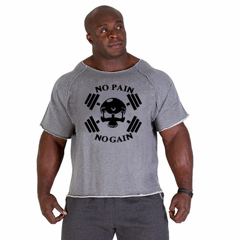 Men Oversize T-shirts Gym Fitness Clothing Mens No Pain No Gain T Shirt For Male Bodybuilding Tshirts Loose Breathable Clothes ► Photo 1/6