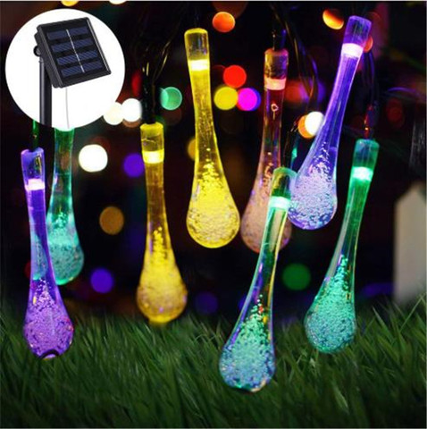 Solar Water Drops Raindrop Waterproof Christmas Day Garden Lantern Belt LED Lights Decoration String Lights Christmas Light ► Photo 1/6