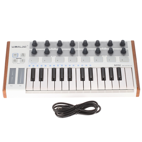 WORLDE MIDI Controller New Ultra-Portable 25-Key Musical Keyboard Synthesizer Piano Keyboards Two Types of Support Midi Keyboard ► Photo 1/6