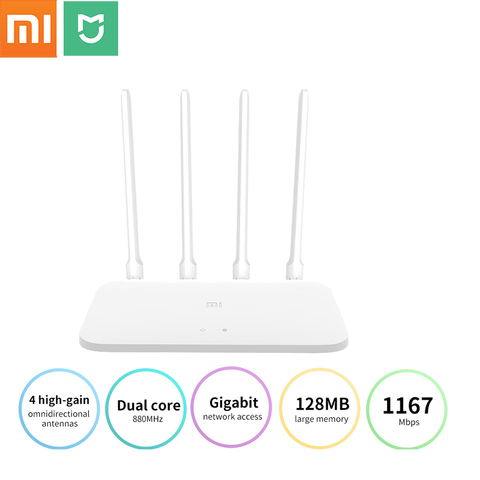 Xiaomi Router 4A Gigabit Edition 1000M 100M 5GHz 2.4GHz WiFi ROM 16MB DDR3 64MB 128MB High Gain 4 Antennas Remote Mi APP Control ► Photo 1/6