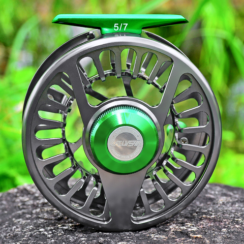 PROBEROS Aluminum 3+1 BB Fly Fishing Wheel Green & Gun Color Fly Fishing Reel CNC Machine Right & Left Handle Fly Reel ► Photo 1/6