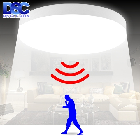 LED Ceiling Light 12W 24W PIR Motion Sensor Modern Lamp Surface Mounted Auto Smart Sounds Control AC 220V Round Panel Light ► Photo 1/6