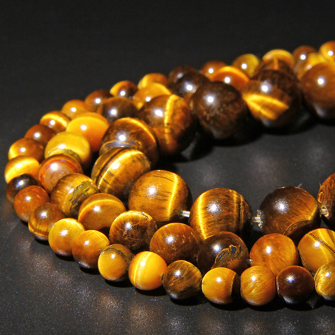 Hot Sale Natural Stone Beads Yellow Tiger Eye Beads Round smooth Loose spacer Beads stone Bead For Jewelry Making 15.5