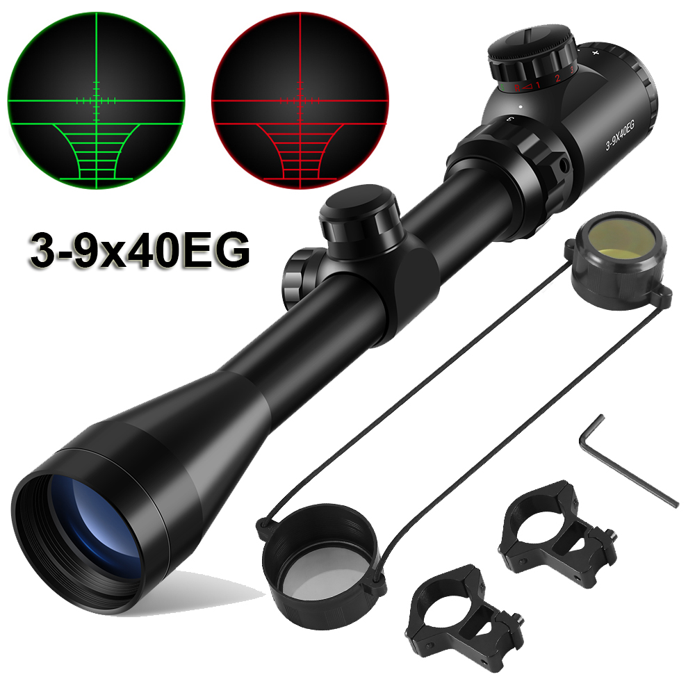 New 3-9x40EG Red Green Air Rifle Mil-dot Illuminated Optics Sniper Hunting Scope 