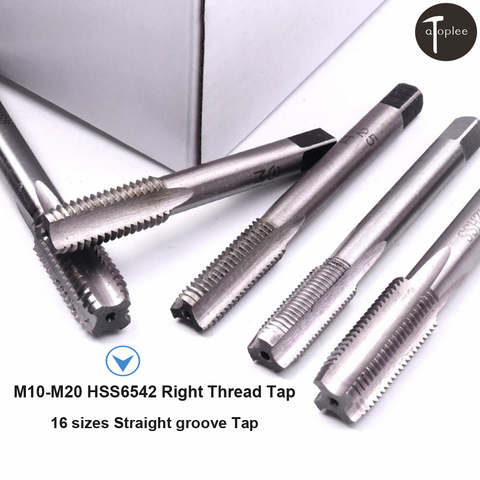 1pc M10-M20 HSS 6542 Right Hand Thread Tap Straight Fluted Screw Thread Metric Plug Hand Tap Drill Hand Tools 16 Sizes ► Photo 1/6