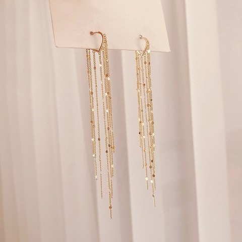 2022 New Fashion Long Metal Tassel Drop Earrings for Women Korean Joker Sweet Lovely Heart Elegant Party Wedding Jewelry Brincos ► Photo 1/6