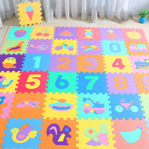 10Pcs/set  30*30cm Number Animal Pattern Baby Play Mat Puzzle Toys For Kids Children EVA Foam Yoga Crawling Mats Floor Tapete ► Photo 1/6