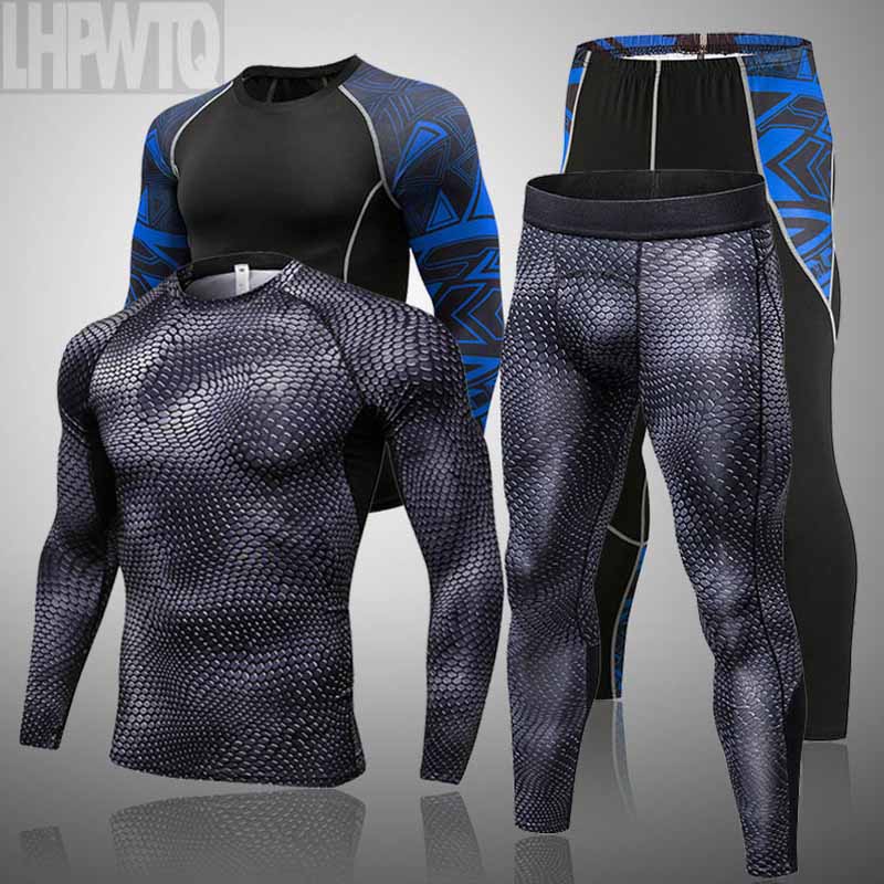 Winter Thermal Underwear Sets Men Quick Dry Anti-Microbial Stretch Python Print Mens Thermo Underwear Male Long Fitness