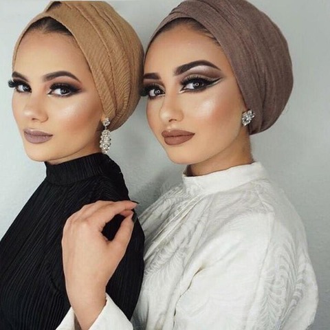 1 PC bubble plain scarf women muslim crinkle hijab scarf femme musulman soft cotton headscarf islamic hijab shawls and wraps ► Photo 1/6