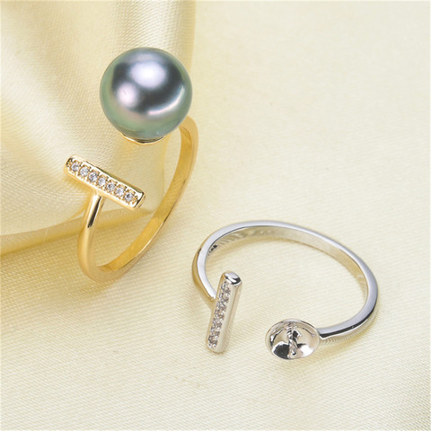 Pearl Ring Settings, Fashionable Ring Findings, Adjustable Size 925 Silver Ring Jewelry DIY making No Pearl ► Photo 1/2